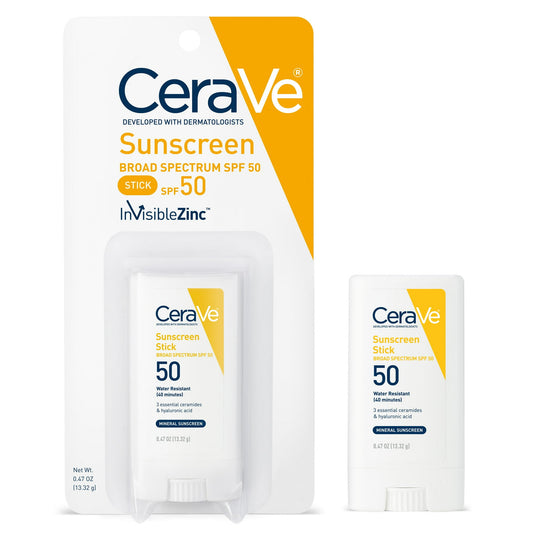 CeraVe - Mineral Sunscreen Stick SPF 50 - Hyaluronic Acid - 100% Mineral Face Sunscreen Stick