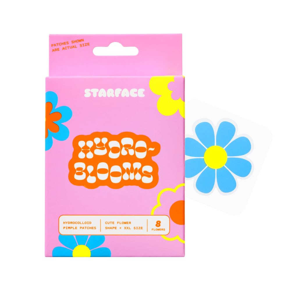 Starface Hydro-Blooms, 100% Hydrocolloid Pimple Patches - XXL Size for Bigger Spots on Face and Body - Fun Flower Shapes - 8 Count - Ultalish