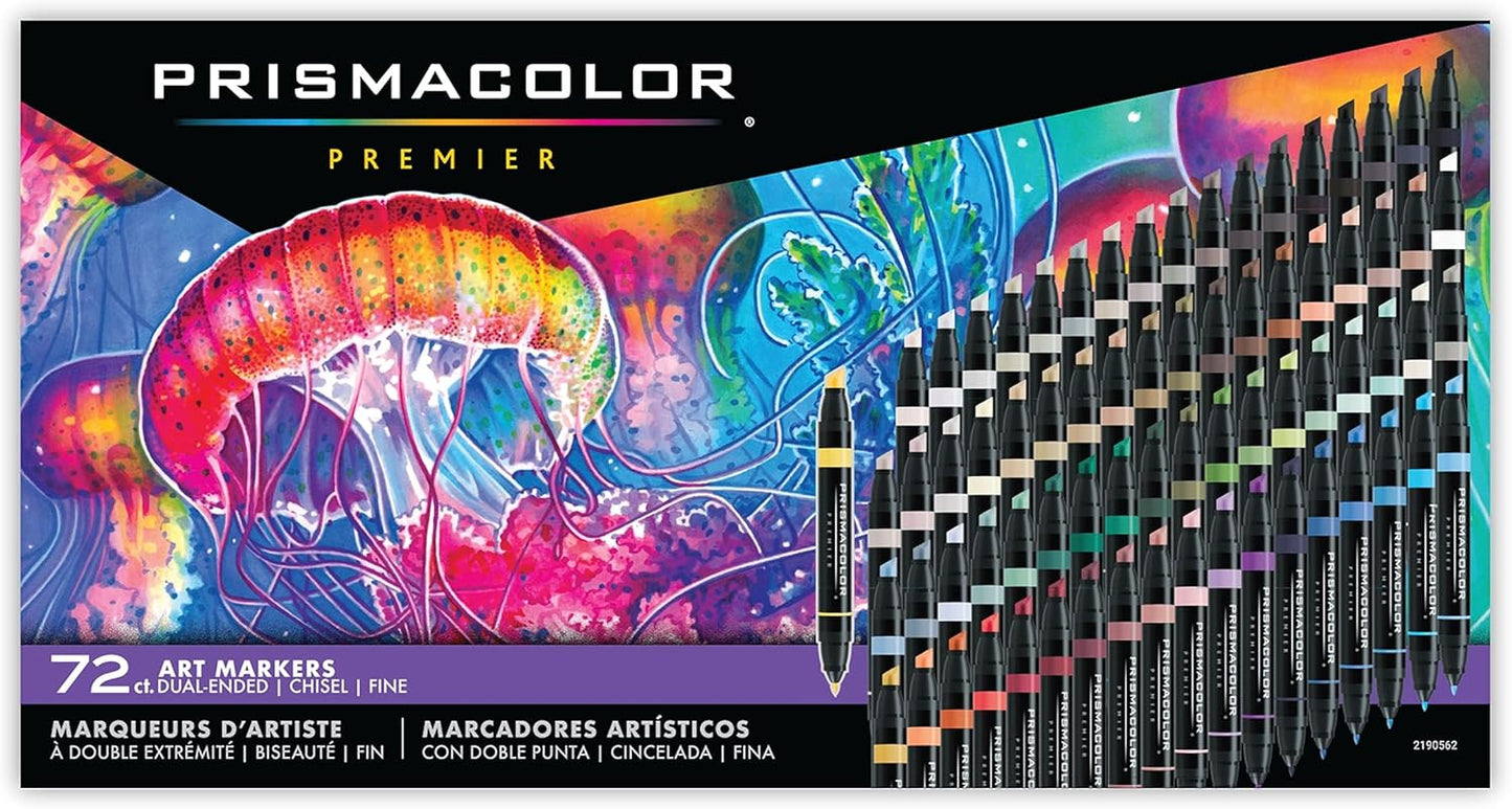 Prismacolor Premier Dual-Ended Art Markers - Dubbelzijdige Stiften - Fijne en Beitel Tips voor Professioneel Gebruik - 72 stuks