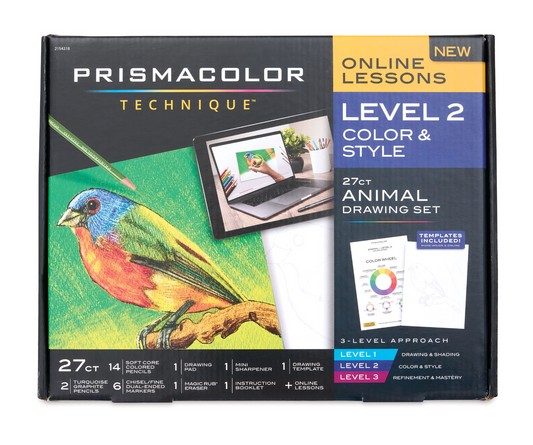 Prismacolor Technique 27pk - Art Supplies - Animal Drawing Pencils with Digital Lessons - Cadeau - Kleurpotloden - Tekenpotloden Digitale kunstlessen - Dieren - Level 2